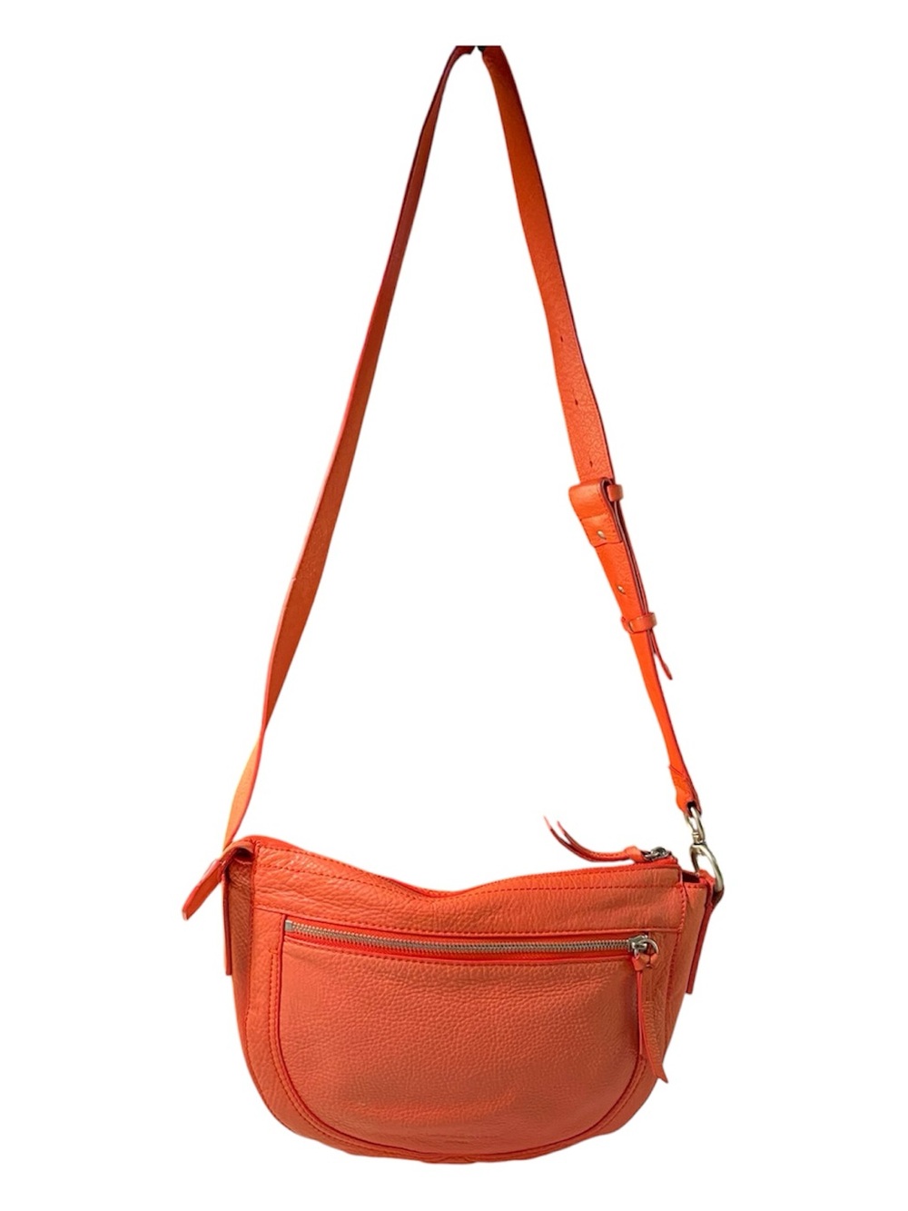 Liebeskind Berlin Montior Leather Crossbody Saddle Bag Orange Half Moon Boho